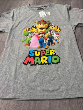 Super Mario Nintendo T Shirt XL Heather Gray Licensed Character Tee